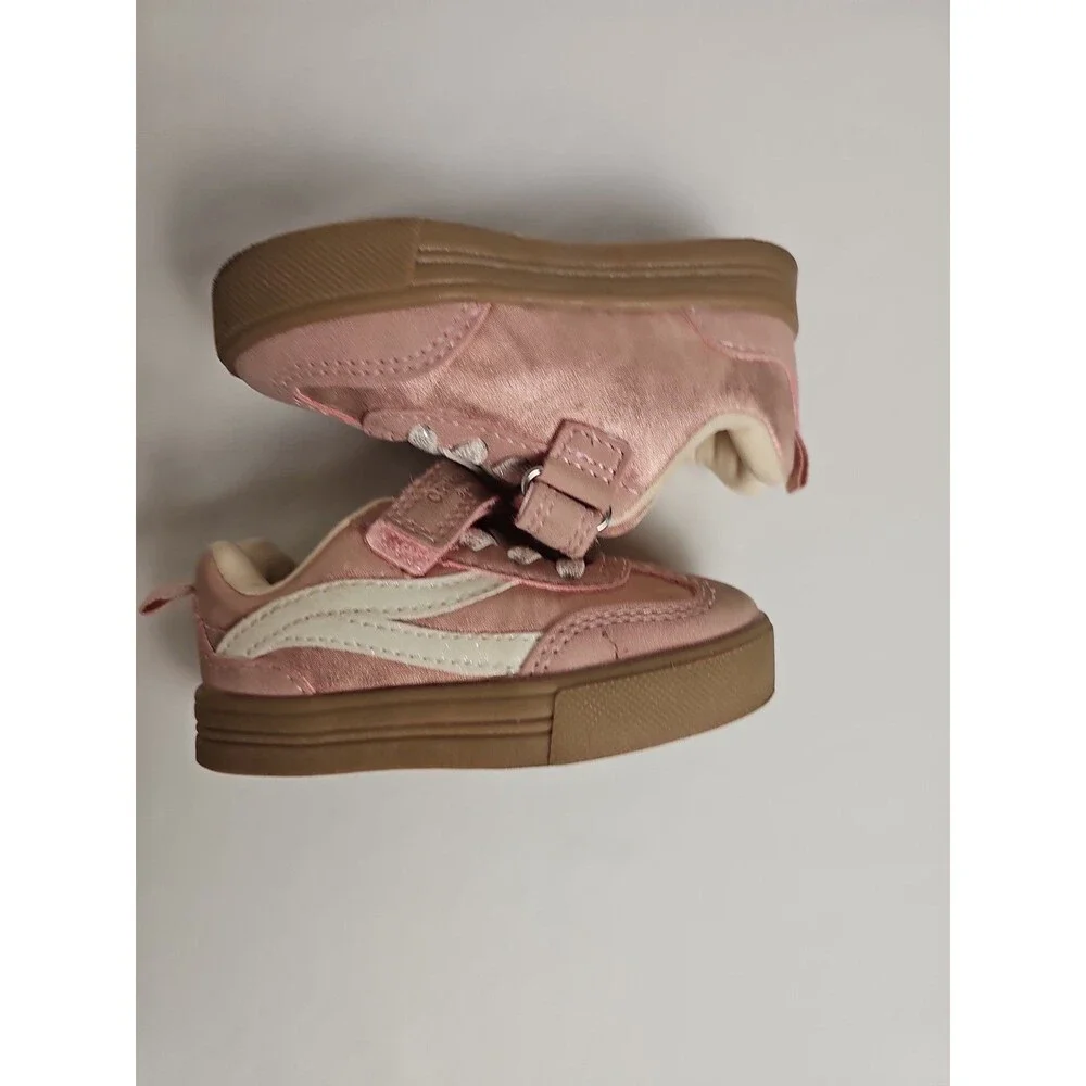 OshKosh B'gosh Baby Girls Pink Sneakers Shoes Size 4M Hook & Loop